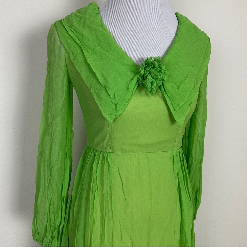 VINTAGE Bright Green Dress - Picture 3 of 14